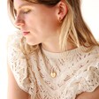 Model Wears Ladies' Tala Lani Gold Sterling Silver Crystal Heart Locket Necklace