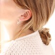 Model Wearing Tala Lani Sterling Silver Interlocking Hoop Stud Earrings