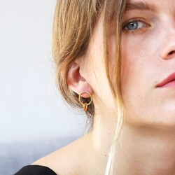 Tala Lani Gold Sterling Silver Interlocking Hoop Stud Earrings