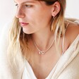 Tala Lani Sterling Silver Pearl and Ring Charm Necklace on Model