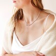 Statement Tala Lani Sterling Silver Pearl and Ring Charm Necklace on Model