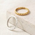 Tala Lani Gold Sterling Silver Baroque Band Ring in Silver and Gold