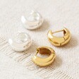 Tala Lani Sterling Silver Domed Huggie Hoop Earrings in Silver and Gold