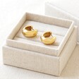 Tala Lani Gold Sterling Silver Domed Huggie Hoop Earrings in Packaging