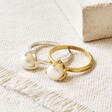 Tala Lani Gold Sterling Silver Hammered Finish Pearl Ring Available in Silver or Gold