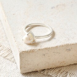 Tala Lani Sterling Silver Hammered Finish Pearl Ring