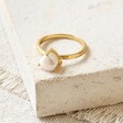 Tala Lani Gold Sterling Silver Hammered Finish Pearl Ring