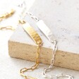 Tala Lani Gold Sterling Silver Hammered ID Bracelet in Gold and Silver