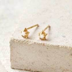 Tala Lani Gold Sterling Silver Opal Star Stud Earrings