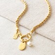 Tala Lani Gold Sterling Silver Pearl and Ring Charm Necklace