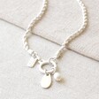 Close Up of Tala Lani Sterling Silver Pearl and Ring Charm Necklace Clasp