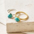 Tala Lani Gold Sterling Silver Turquoise Stone Ring Available in Gold and Silver