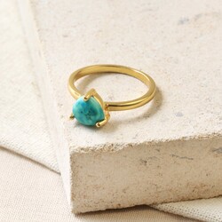 Tala Lani Gold Sterling Silver Turquoise Stone Ring
