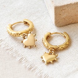 Tala Lani Gold Sterling Silver Baroque Heart Huggie Hoop Earrings
