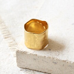 Tala Lani Gold Sterling Silver Wide Wavy Ring