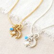 Tala Lani Sterling Silver Star and Moon Blue Opal Necklace in Silver and Gold