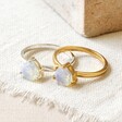 Tala Lani Gold Sterling Silver White Opal Ring Available in Silver And Gold