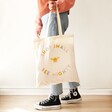 Model Holds Shop Small Recycled Cotton Tote Bag