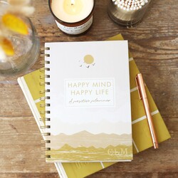 Personalised Sunset Yellow Happy Mind Happy Life Positivity Planner