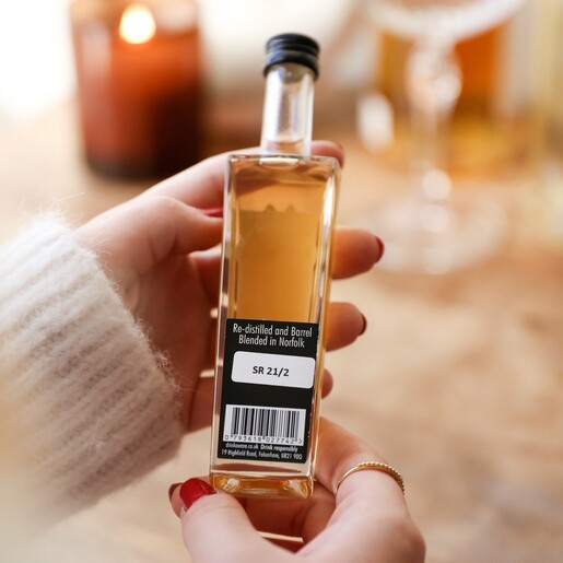 Back of Bottle Back of 5cl Bottle of Black Shuck Spiced Rum