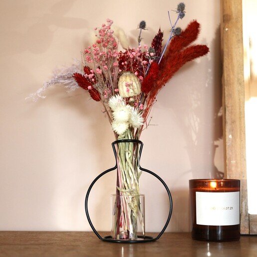 Contemporary Small Black Metal Wire Outline Vase
