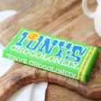 Front of Tony's Chocolonely Dark Chocolate Almond and Sea Salt Bar