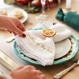 Personalised Embroidered White Linen Napkin with Gold Thread