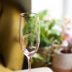 Personalised Gold Rimmed Pink Champagne Glass