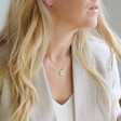 Model Wearing Lisa Angel Personalised Gold Sterling Silver Birth Flower Organic Shape Necklace