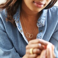 Personalised Gold Sterling Silver Organic Shape Interlocking Hoop Necklace