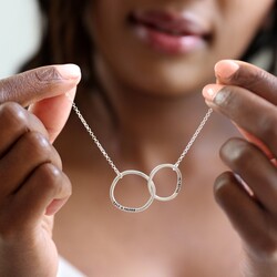 Personalised Sterling Silver Organic Shape Interlocking Hoop Necklace