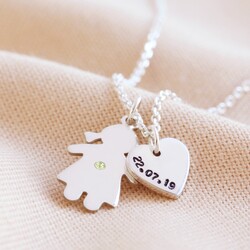 Personalised Charm Sterling Silver Family Necklace with Swarovski Crystal