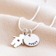 Ladies' Delicate Personalised Charm Sterling Silver Family Necklace with Swarovski Crystal