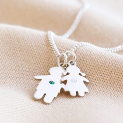 Personalised Sterling Silver Family Necklace with Swarovski Crystal