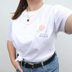 Personalised Embroidered Colourful Birth Flower T-Shirt