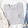 Lisa Angel Personalised Embroidered Floral Initial T-Shirt in Grey Flat lay