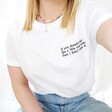 Model Wearing Personalised If Love Doesn't Feel Like... Embroidered T-Shirt