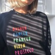 Model wearing Tipsy Reindeer Sweatshirt in Black