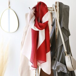 Pink and Burgundy Colour Block Recycled Lightweight Scarf