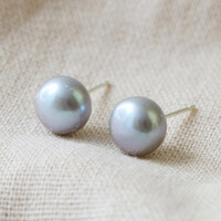 Medium Grey Sterling Silver Freshwater Pearl Stud Earrings