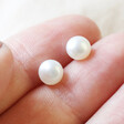 Lisa Angel Medium Ivory Sterling Silver Freshwater Pearl Stud Earrings