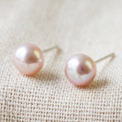 Medium Vintage Pink Sterling Silver Freshwater Pearl Stud Earrings