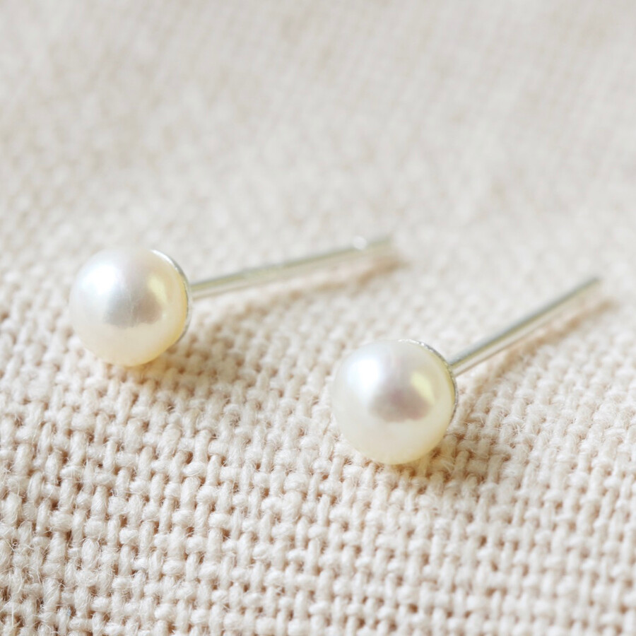 Grey Shell Pearl Earrings With Cz Stone Balls