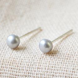 Tiny Grey Sterling Silver Freshwater Pearl Stud Earrings