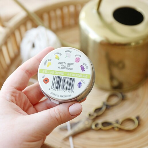 Back of Tin of Hedgehog Mix Seed Balls