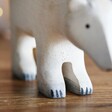 Close Up of Paws on East of India Large Wooden Polar Bear Standing Decoration