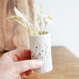Hand Holding Small East of India Mini Ceramic Bloom Vase