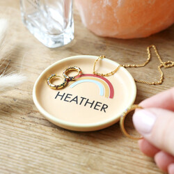Personalised Rainbow Pastel Orange Ring Dish