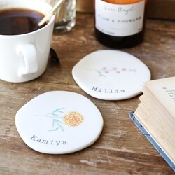 Personalised Birth Flower Organic Shape Coaster