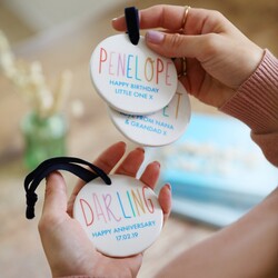 Personalised Rainbow Wording Ceramic Hanging Decoration